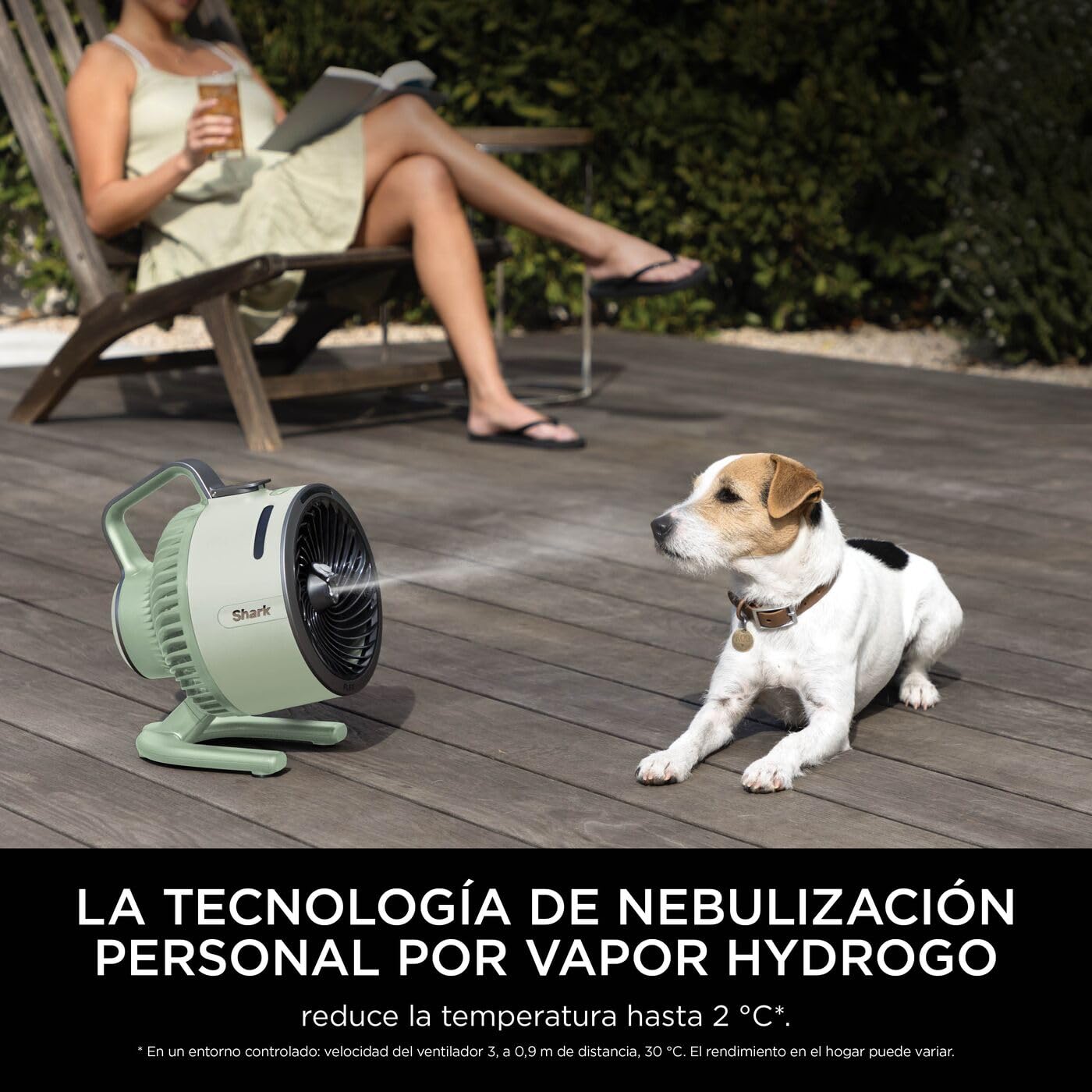 Shark FlexBreeze HydroGo, potente ventilador silencioso portátil con nebulización, para interior y exterior, con o sin cable, pequeño y ligero, 5 ajustes de velocidad, Menta FA050EUGN
