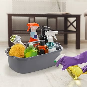 Handyman Caddy Tray Box Housekeeping Cleaners Tote Tray Basket With Handle Carry Grips - Under Sink Kitchen Storage Caddy For Cleaning Products Cleaners Carrier Tool Organiser (Pro 30cm X 30cm