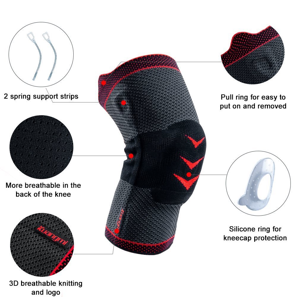 Kuangmi rodillera rótula menisco tendón estabilizar apoyo proteger ideal para ejercicios tenis fútbol Baloncesto montañismo etc,S