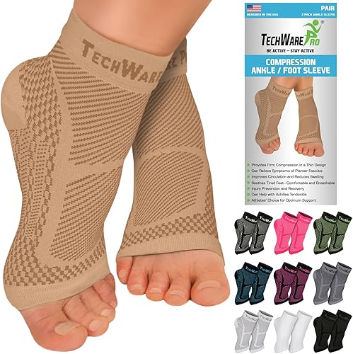 TechWare Pro Tobillera de compresión Alivia la tendinitis aquílea dolor en las articulaciones Calcetín para fascitis plantar con soporte para arco TechWare Pro Tobillera de compresión Alivia la tendinitis aquílea dolor en las articulaciones Calcetín para fascitis plantar con soporte para arco