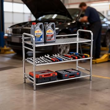 Metal Shoe Rack for Closet Floor - 3 Tier Heavy Duty Shoes Rack for Garage Free Standing Shoe Storage Organizer Shelf for Entryway - Stainless Steel Sturdy Shoerack for Outdoor Mudroom