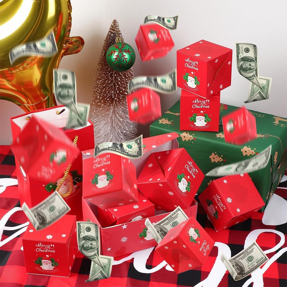 YHAXP Funoio Caja de regalo sorpresa, caja sorpresa de Navidad 2024, caja de regalo de explosión para dinero, caja de regalo de dinero desplegable para dinero en efectivo, juego de cajas de regalo