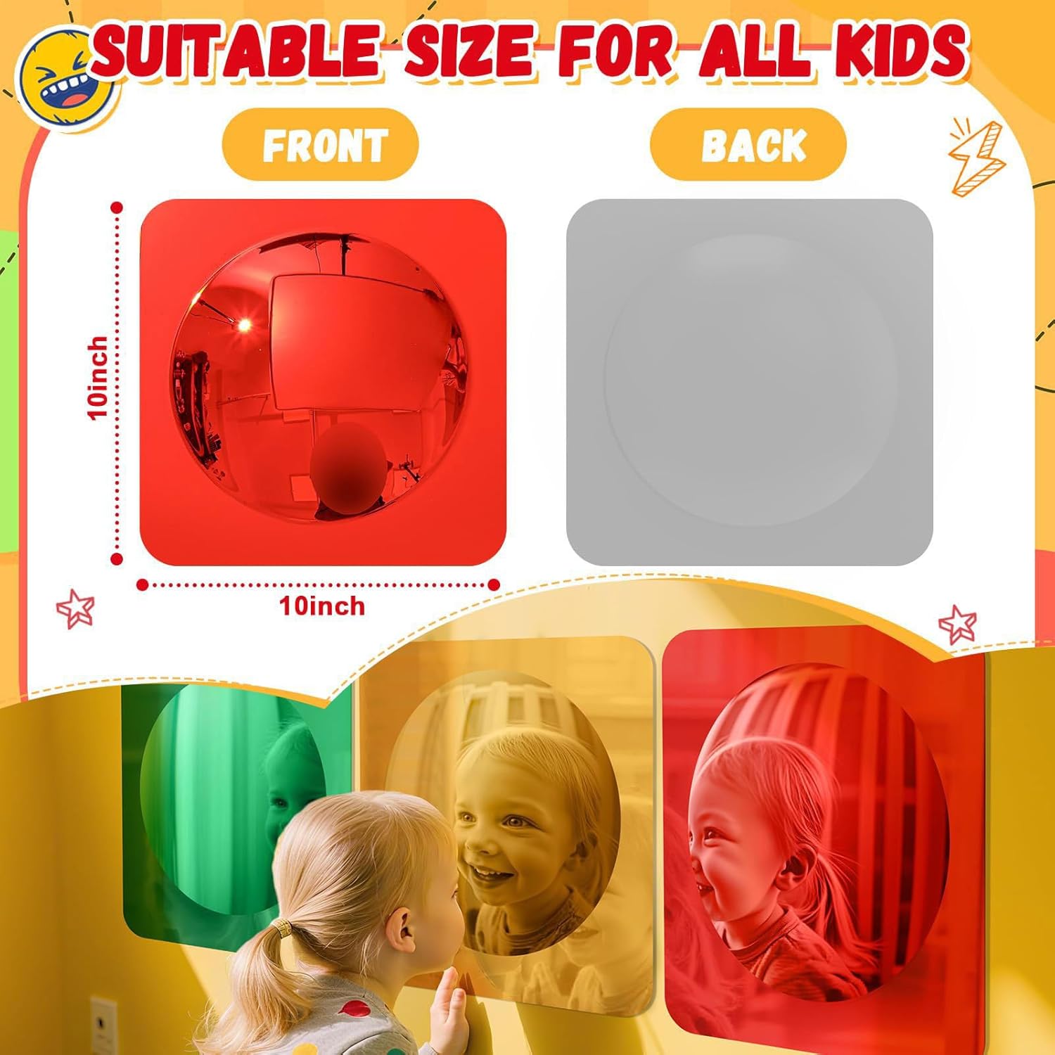 Triplicate of Colorful Bubble Reflectors Encouraging Identity Discovery Through Contorted Thoughts Cognitive Development Perceptual Reflectors