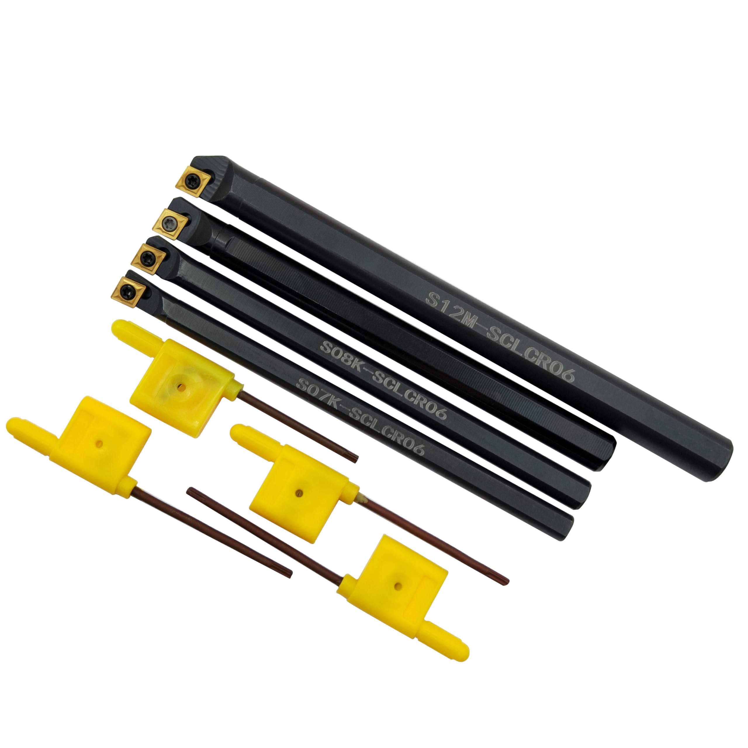 14Stück innenloch drehmeissel S07K/S08K/S10K/S12M-SCLCR06 Indexierbarer CNC-Drehmaschinen-Drehwerkzeughalter-Set，Und 10Stück CCMT060204 CCMT21.51 Drehmaschine Hartmetall-Dreheinsatz