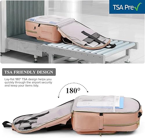 Miniatura 6 de YAMTION Mochila para mujer, mochila para laptop de 15.6 pulgadas para mujer, mochila USB para negocios, trabajo, oficina, universidad, color rosa