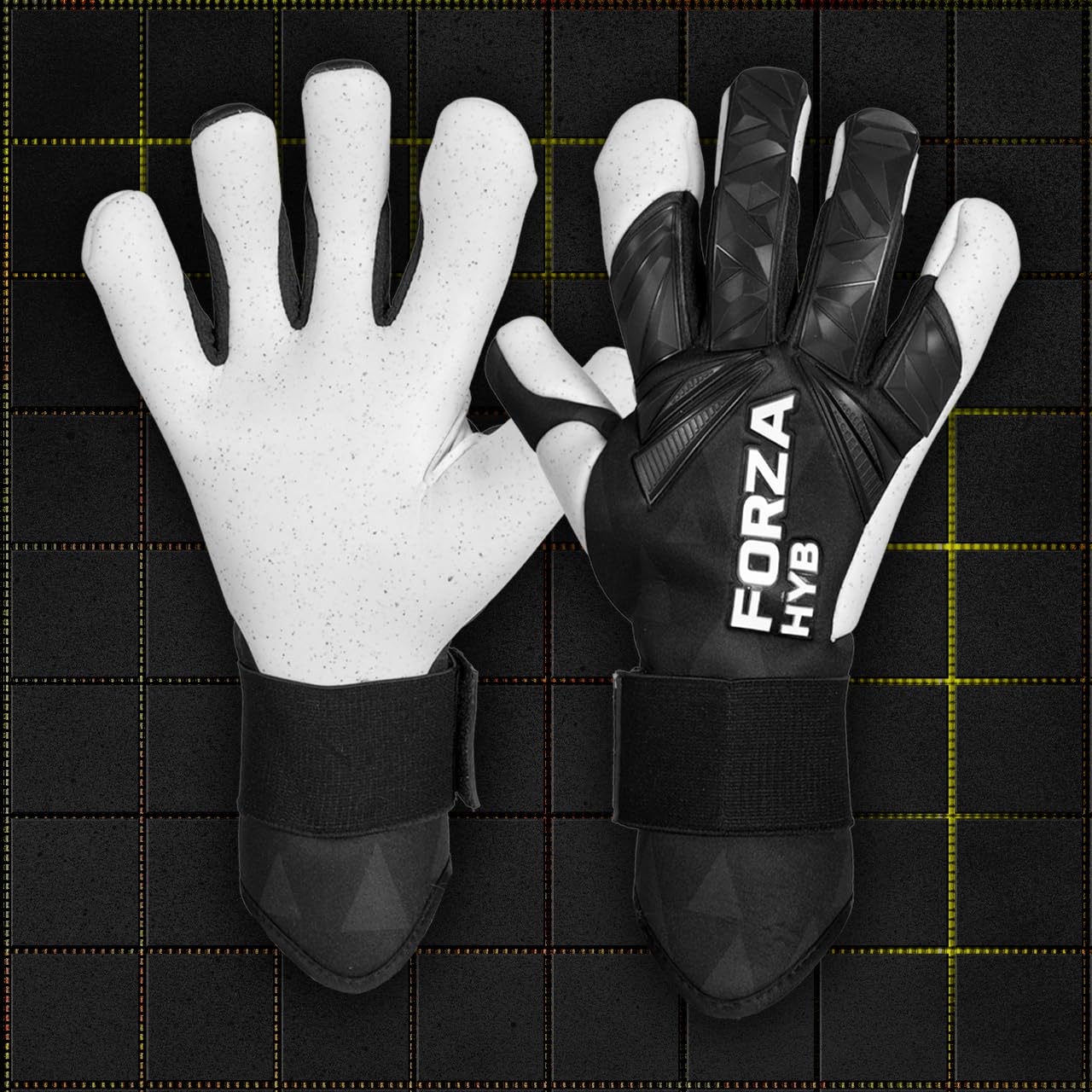 FORZA HYB Goalkeeper Gloves - Elite Hybrid Cut with Rubber Inject & Latex Wrap | Optional Wrist Strap, Available in White/Black [Sizes 4-11] (White & Black, Size 6 (10-11 Years))