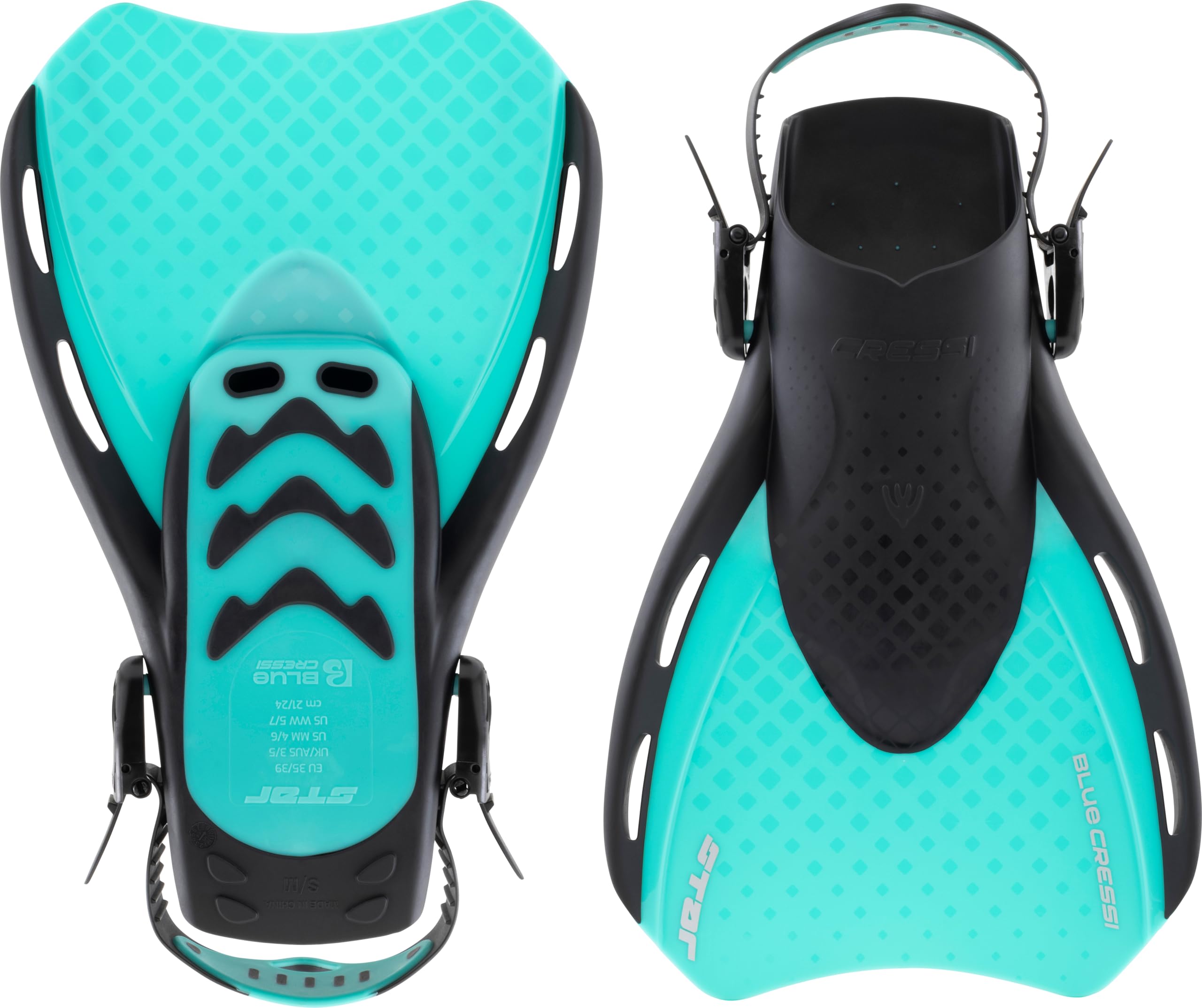 CRESSI Desde 1946 - Star Fins - Aletas Compactas Ajustables, Potente Pala Ventilada, Cómoda Zapata, Ideales para Nadar, Snorkel y Viajar - Adultos