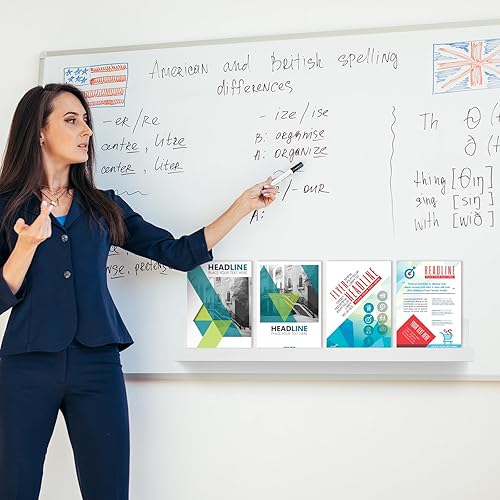 Miniatura 4 de Lincia 2 estantes magnéticos para pizarra blanca, estantes magnéticos de metal flotantes para libros, estante magnético de libros para oficina de