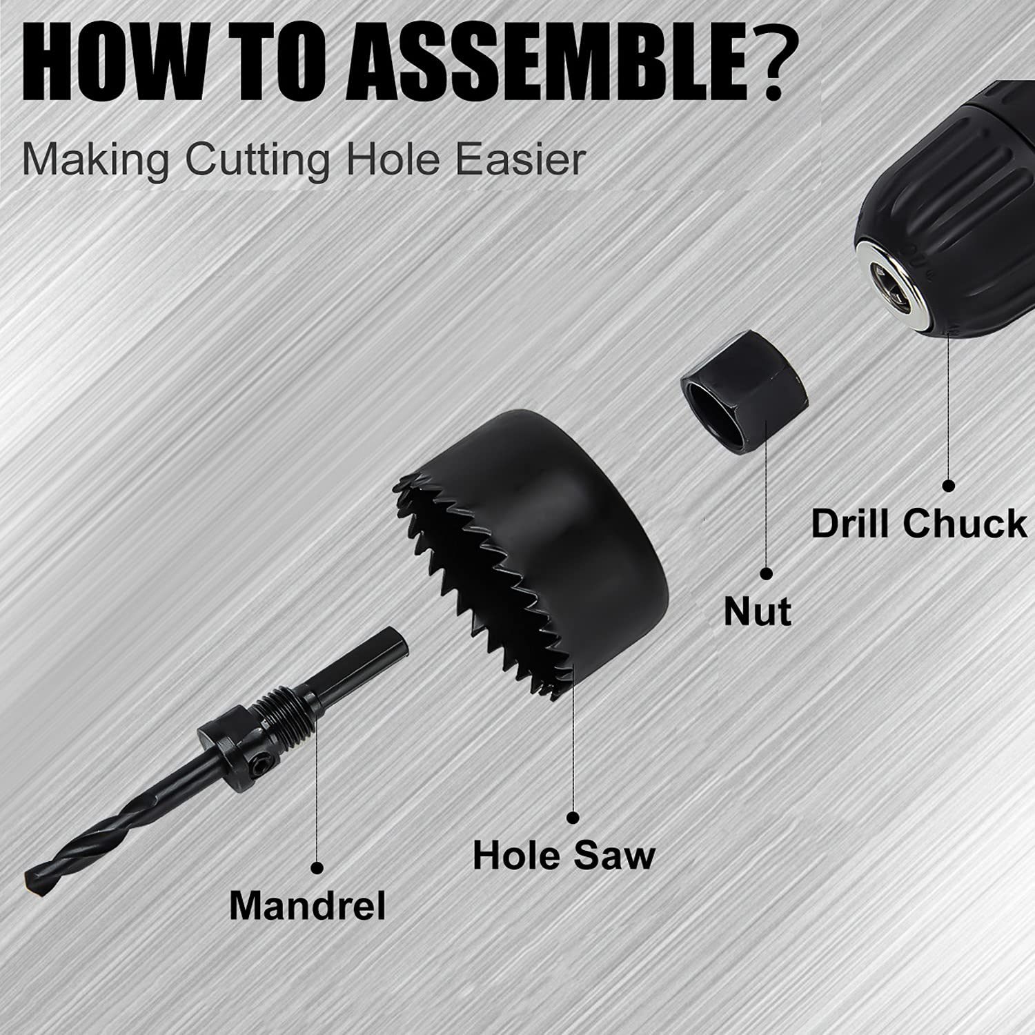 KATA 12PCS Hole Saw Kit 3/4"-2-11/16" (19-68mm) Hole Saw Set including Mandrels,Hex Key,Ideal for Soft Wood,PVC Board,Plywood,Drywall Drilling - Image 3