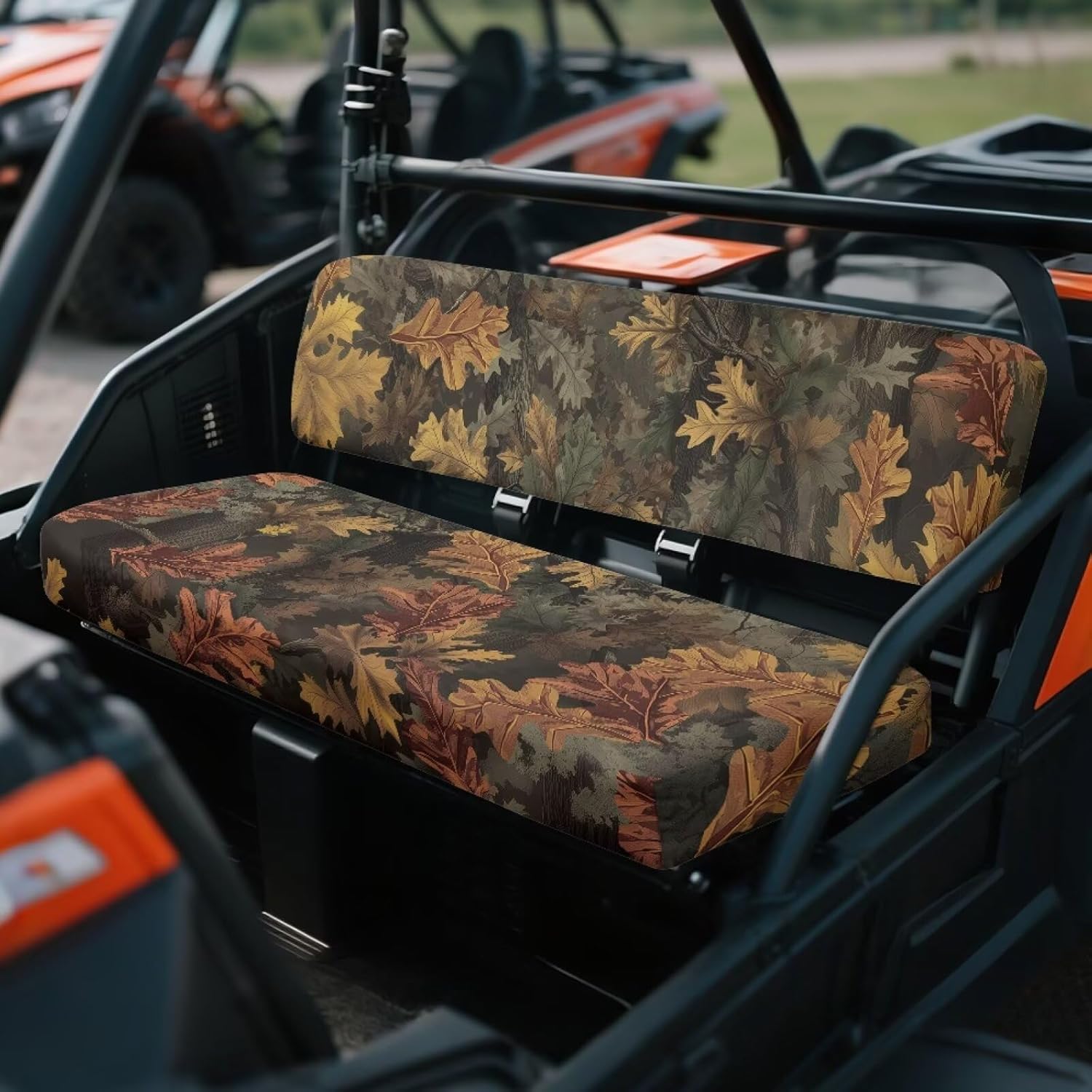 UTV Seat Cover Dustproof Powersports Seats Covers Hunting Leaf Print Mule Bench Seat Cover Compatible with Mule SX 2017-2023 Washable Interior Decor