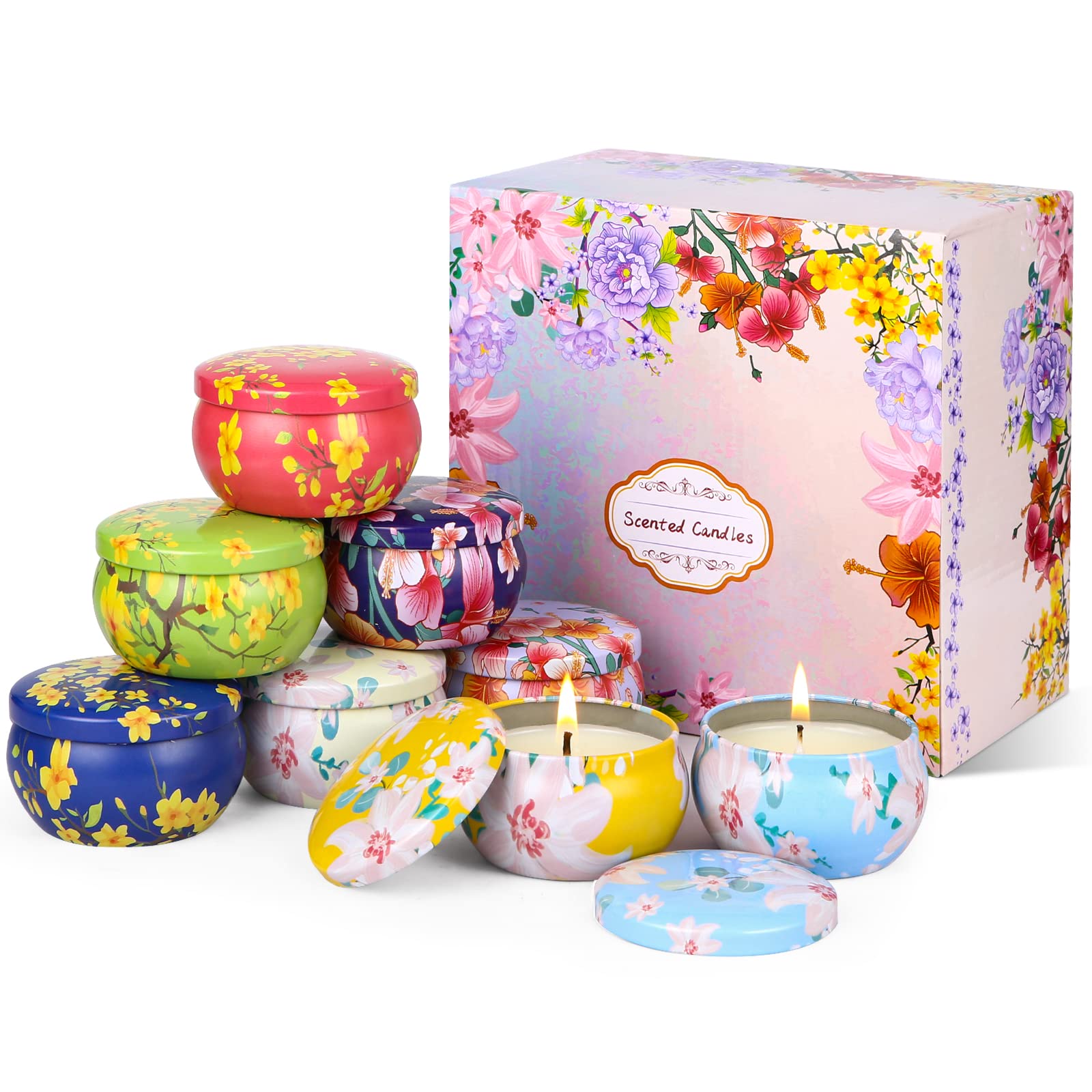 Natural Velas Aromaticas Juego de 8 Piezas,100% de Cera de Soja Velas Perfumadas,Navidad Velas Aromaticas,Aliviar el Estrés, para Relajación Vela de Viaje Adecuado para decoración de fiestas