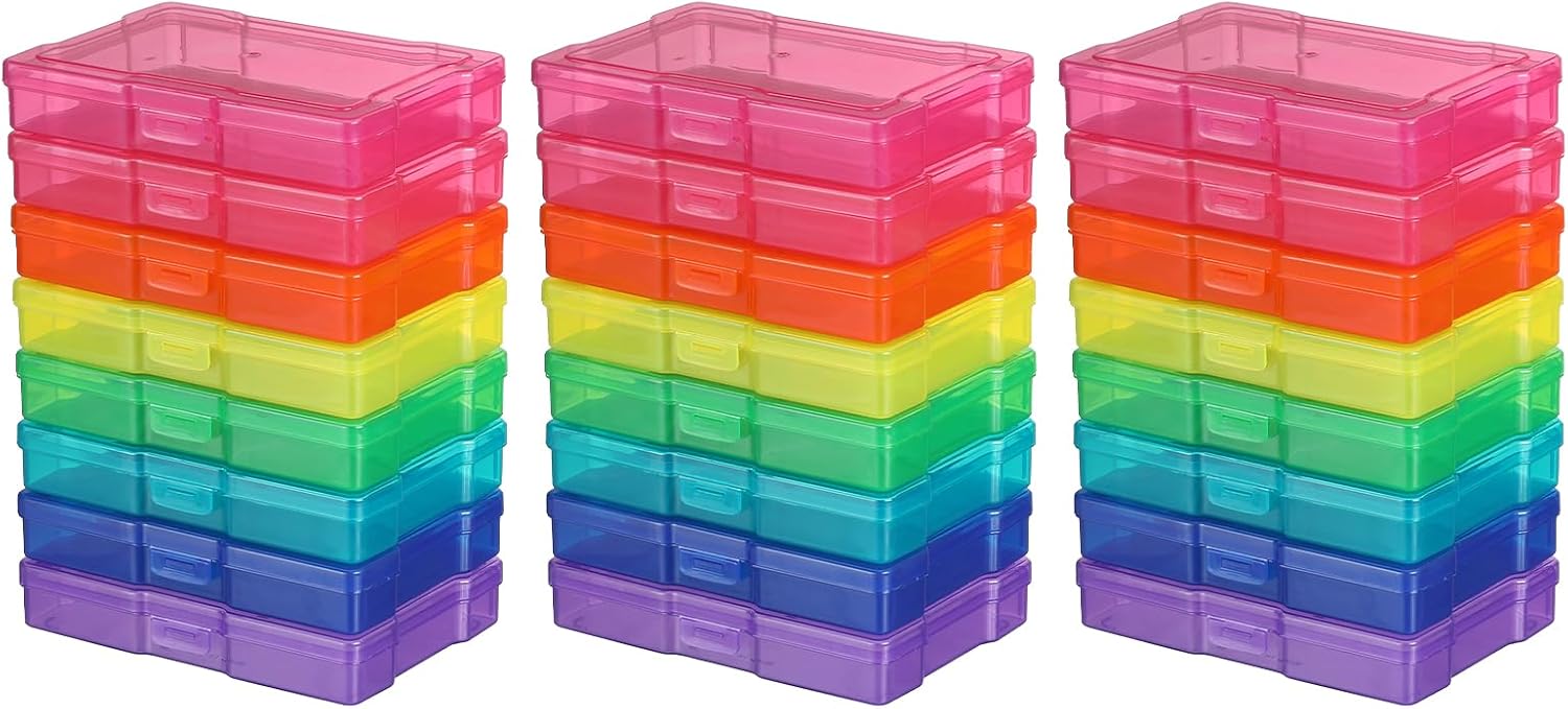 novelinks Transparent 4" x 6" Photo Storage Boxes - Photo Organizer Cases Photo Keeper Picture Storage Containers Box for Photos - 24 PACK (Clear)