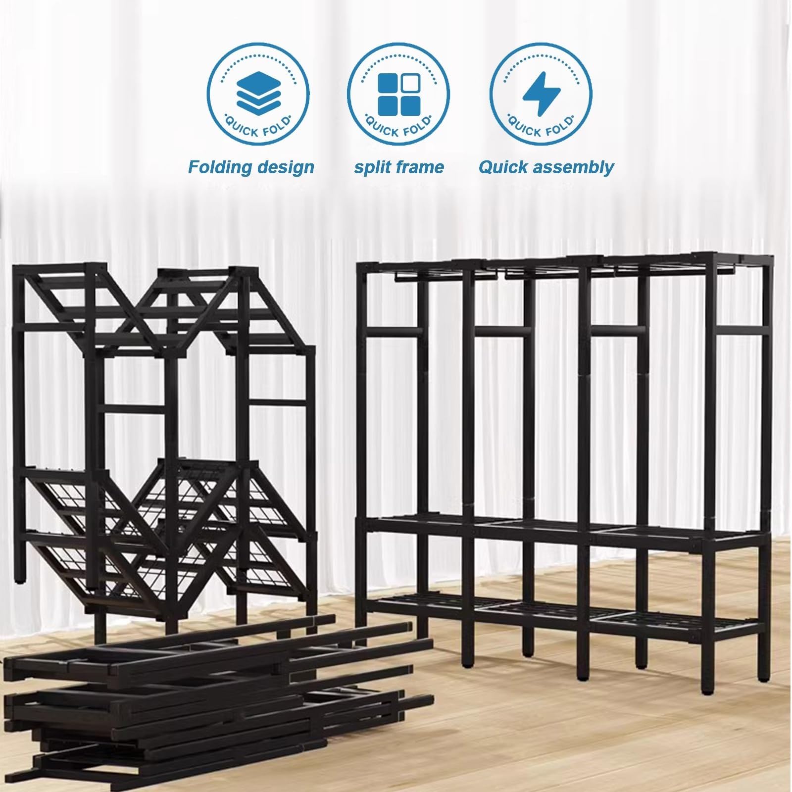 kleding kleding rek rollende kleding organisator op wielen voor hangende kleding met lagere opbergplank voor thuis slaapzaal hotel/zwart/105cm Hello