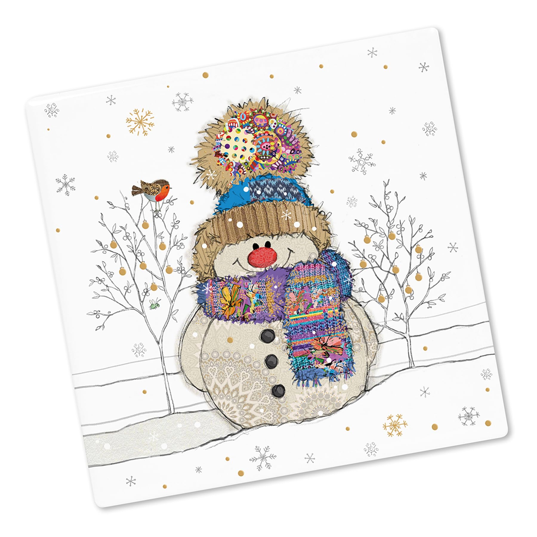 Widdle Gifts Snowman 9330 Christmas Coaster, Heatproof And Cork Backed Single Ceramic Coaster, Statement Kitchenware For The Home, By Bug Art (Snowman 9330)