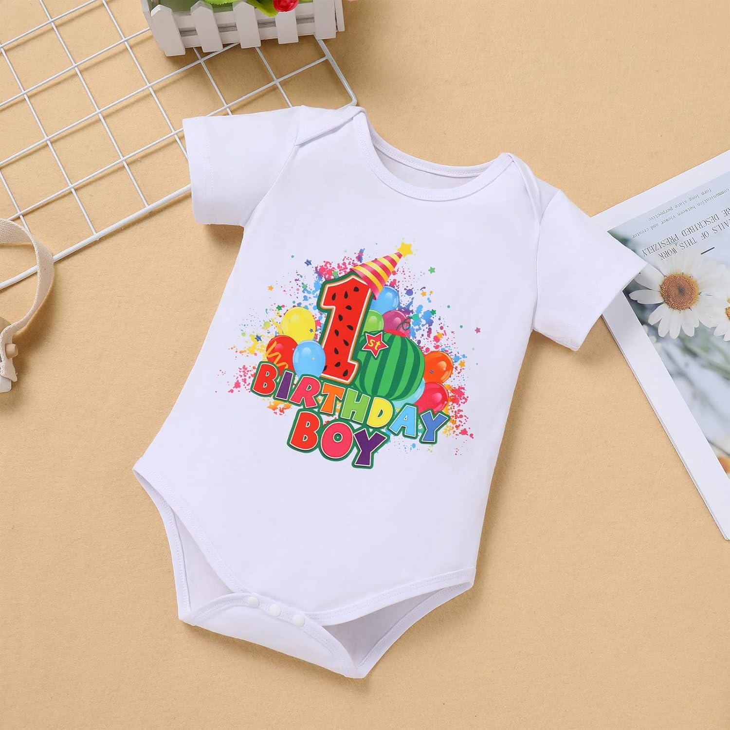 IBTOM CASTLE Watermelon 1st 2nd 3rd 4th 5th Birthday Boy Party Outfit Cake Smash Melon Romper Suspenders Crown Photo Shoot
