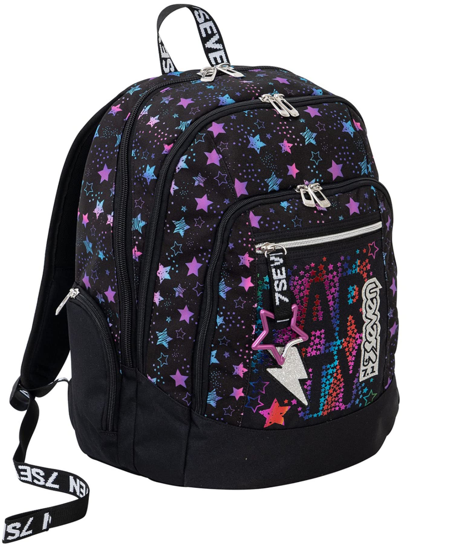 Seven Zaino Advanced, Doppio Scomparto, Tasca porta pc, Tasche multifunzione, Scuola e tempo libero, Bambini e ragazzi