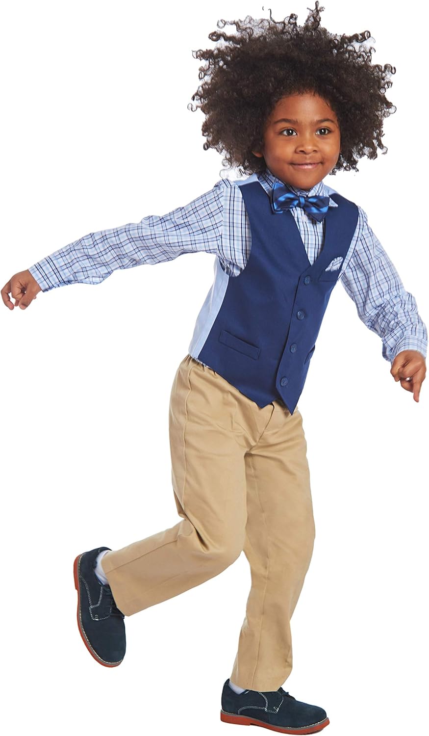 Nautica Baby Boys' 4-Piece Vest Set with Dress Shirts, Vests, Pants, and Bow Ties, Flag Blue, 18 Months