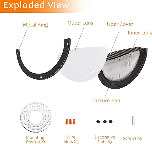 Miniatura 6 de CLOUDY BAY Lámpara de pared de 12 pulgadas, CRI90+15W 3000K4000K5000K Temperatura de color ajustable regulable aplique de pared, LED de media luna,