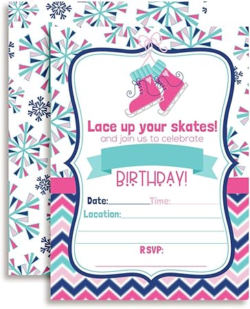 Amazon Co Jp Winter Ice Skating誕生日パーティー招待状のガールズ 5 X7 Fill Inカードwith 10ホワイト封筒by Amandacreation 文房具 オフィス用品