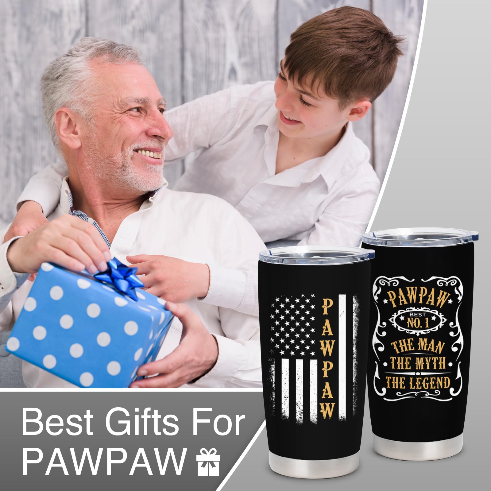 Pawpaw Christmas Gifts, Best Pawpaw Gifts from Grandkids, Paw paw Birthday Gift from Grandchildren, Paw paw Tumbler 20 Oz