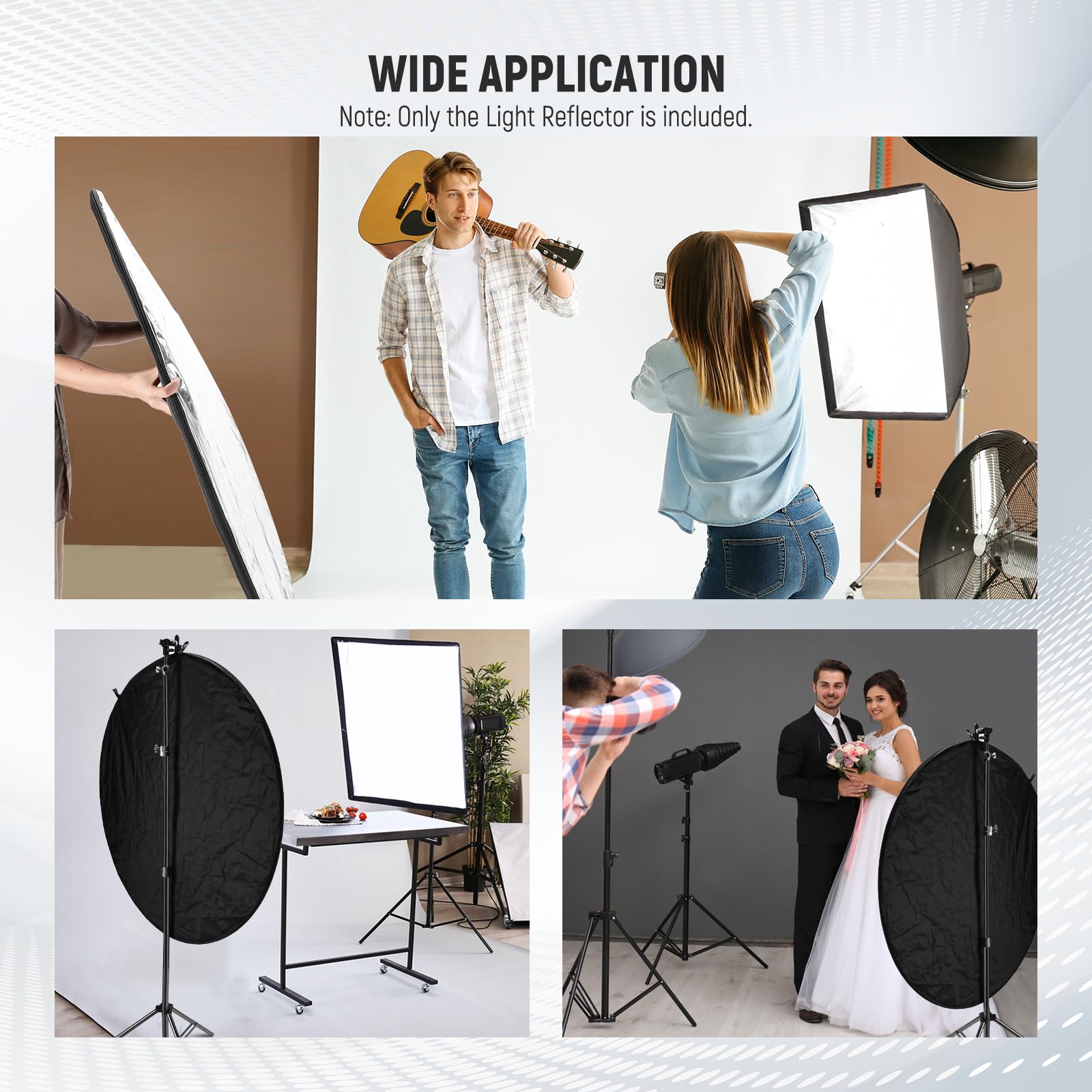 NEEWER 51"/130 cm dyfuzor światła 5 w 1 składany wielopłyskowy z torbą - przezroczysty, srebrny, złoty, biały i czarny do fotografii studyjnej oświetlenia na zewnątrz, RF-130