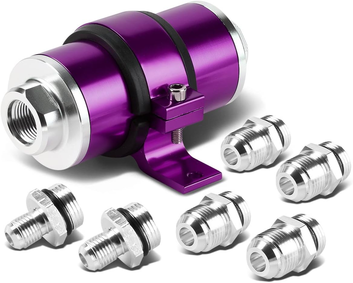 DNA Purple AN6/AN8/AN10 Billet Aluminum Inline Fuel Filter+Bracket
