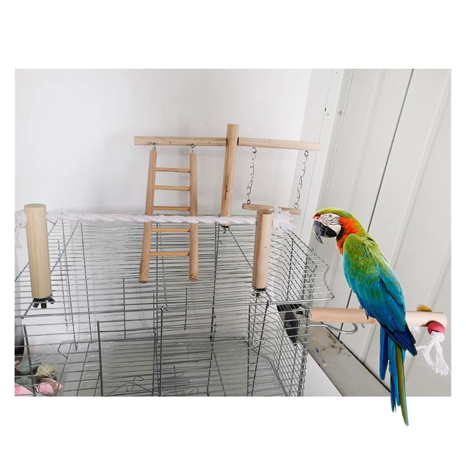 Vogelspielzeug Papagei Kletterleiter Swing Toy Natürliche Holz Vogel Conure Käfig Stehen Seilstange