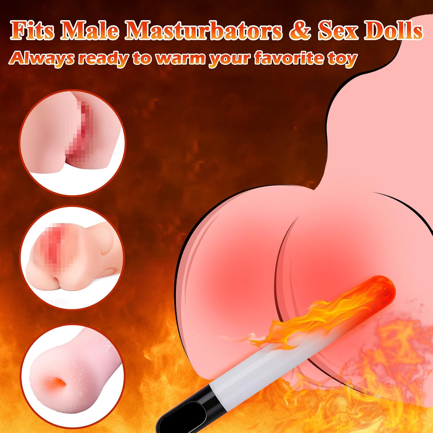 Sex Toy Warmer for Male Masturbator Sex Doll, USB Heating Rod for Silicone Toys, Fast Heating Stick with Automatic Temperature Control and LED Indicator, 118℉ Anal Vagina Pocket Pussy Warmer