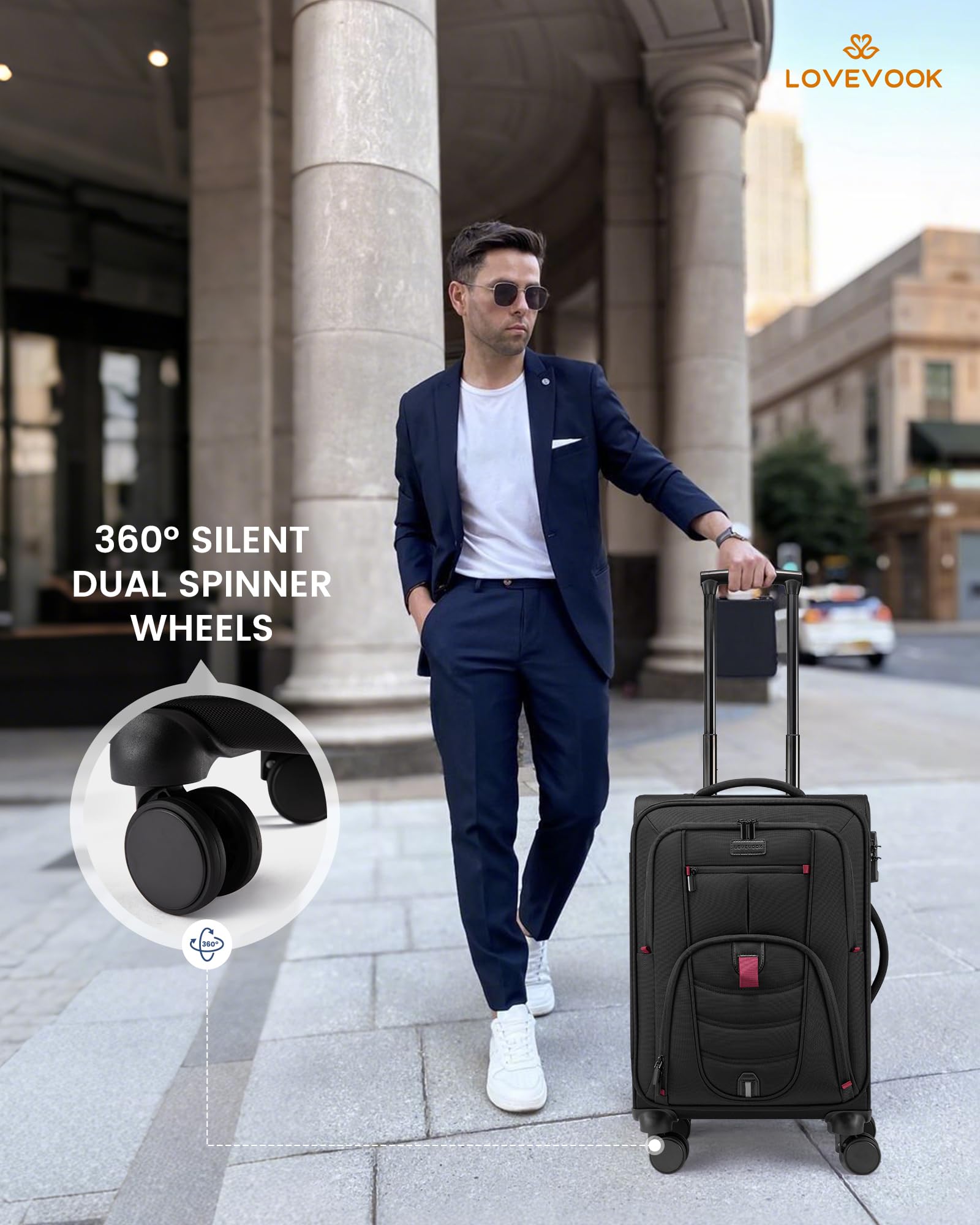 Condition photo showing New/Like New for carry on luggage 22x14x9 airline approved, 22-inch suitcases with spinner wheels, softside carry-on luggage with tsa lock for men women business trip, lightweight large capacity luggage for travel