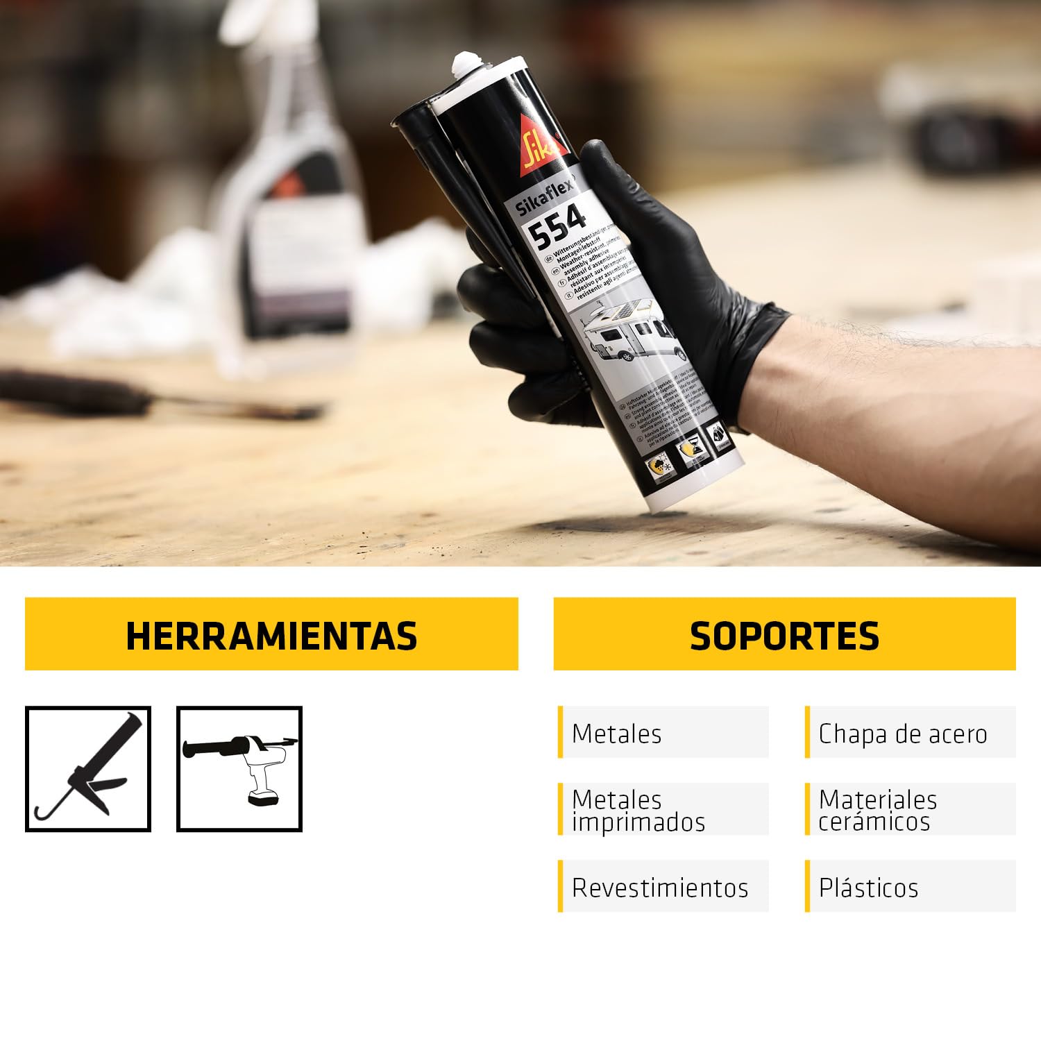SIKA - Adhesivo de montaje STP - Sikaflex 554 blanco - Componentes y cargas dinámicas grandes - Construcción - Resistente a la intemperie - 300 ml