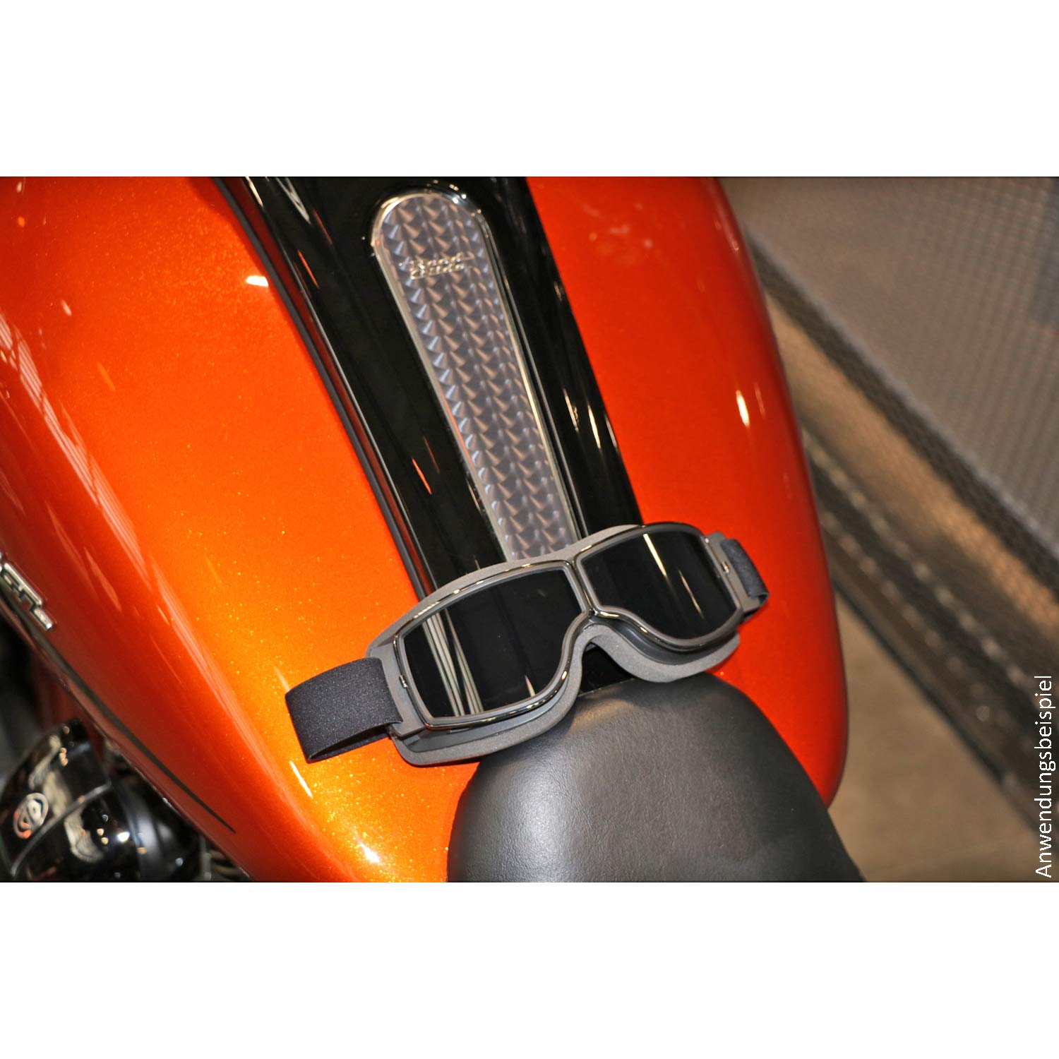 PiWear® Nevada Occhiali da moto sopra casco adatto per chi porta occhiali retrò classico auto d'epoca occhiali protettivi nero scuro