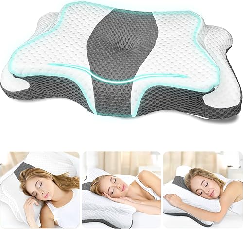 Almohada cervical para el cuello para aliviar el dolor de dormir, almohadas de espuma viscoelástica de contorno, almohadas ergonómicas para dormir