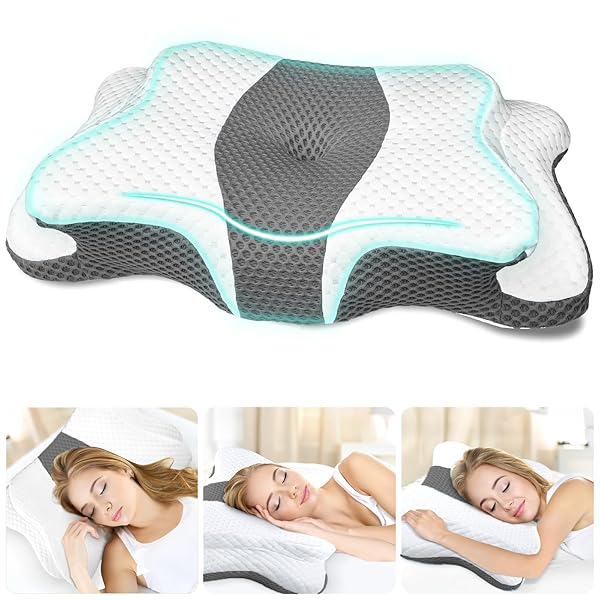 Cervical Neck Pillow for Pain Relief Sleeping, Contour Memory Foam Pillows, Ergonomic Side Sleeper Pillows for Adults, Orthopedic Neck Support Pillow for Back Stomach Sleepers-King Size