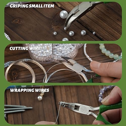 Miniatura 3 de SPEEDWOX Mini alicates de punta curva con mandíbula dentada y cortadores de 5 pulgadas, alicates de punta larga doblados para manualidades y