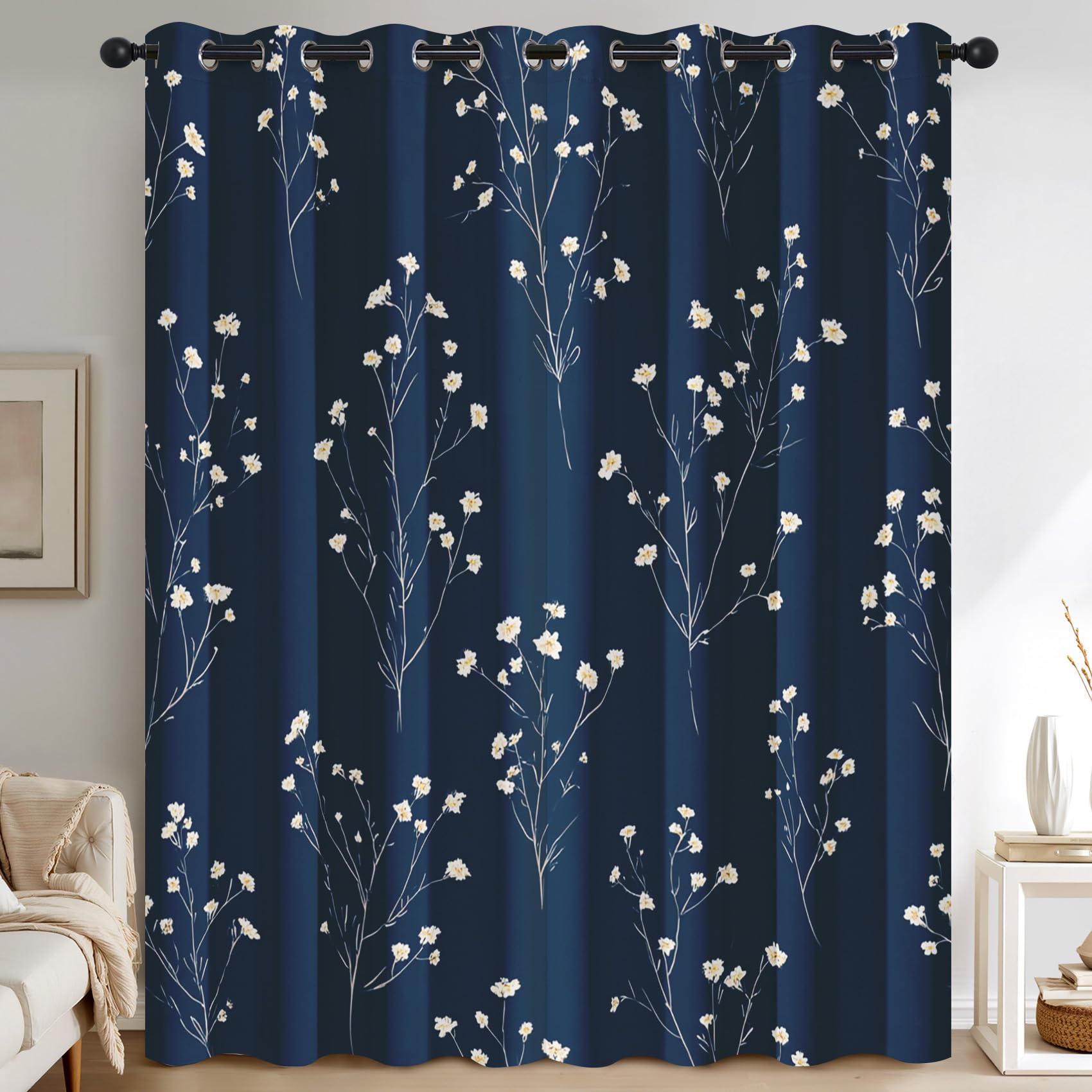 Générique Rideaux Motif Fleur Rustique, 140x160 cm Lot de 2