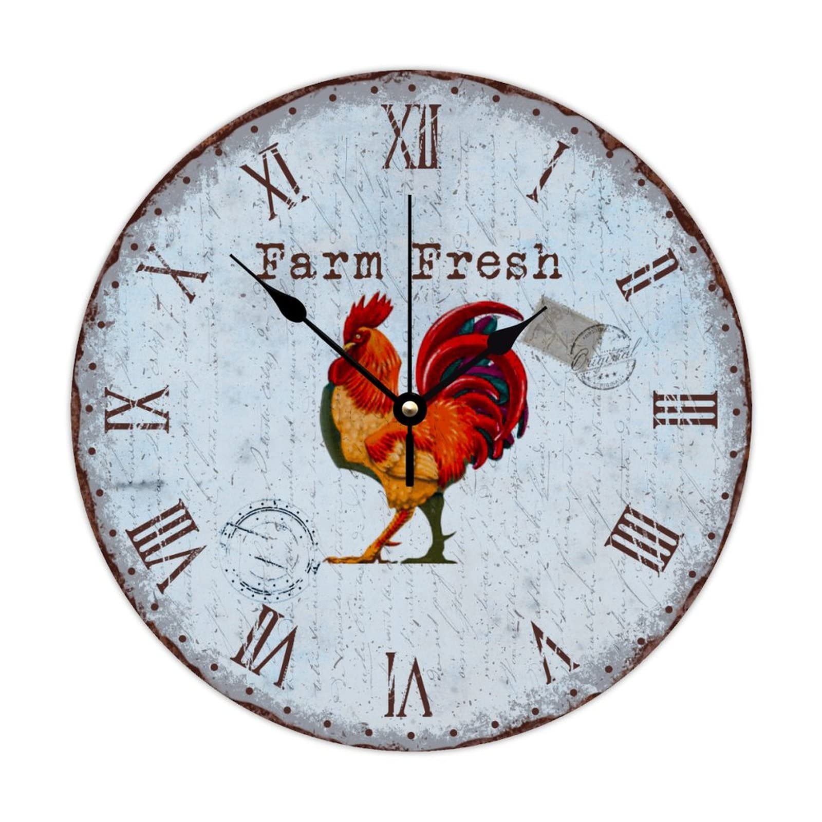 Horloge murale coq en bois 38 cm pour cuisine vintage