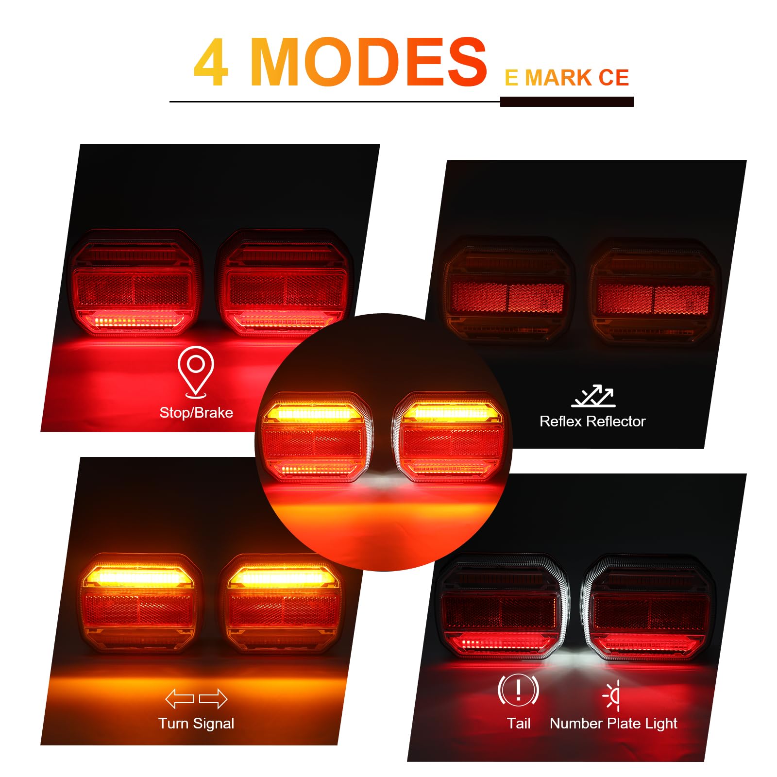 Set Luci Posteriori a LED per Rimorchio, Luci Posteriori LED Magnetiche Wireless Impermeabili 12/24V, Kit Illuminazione per Rimorchio per Camion, Roulotte o Camion, Omologato ECE EMV