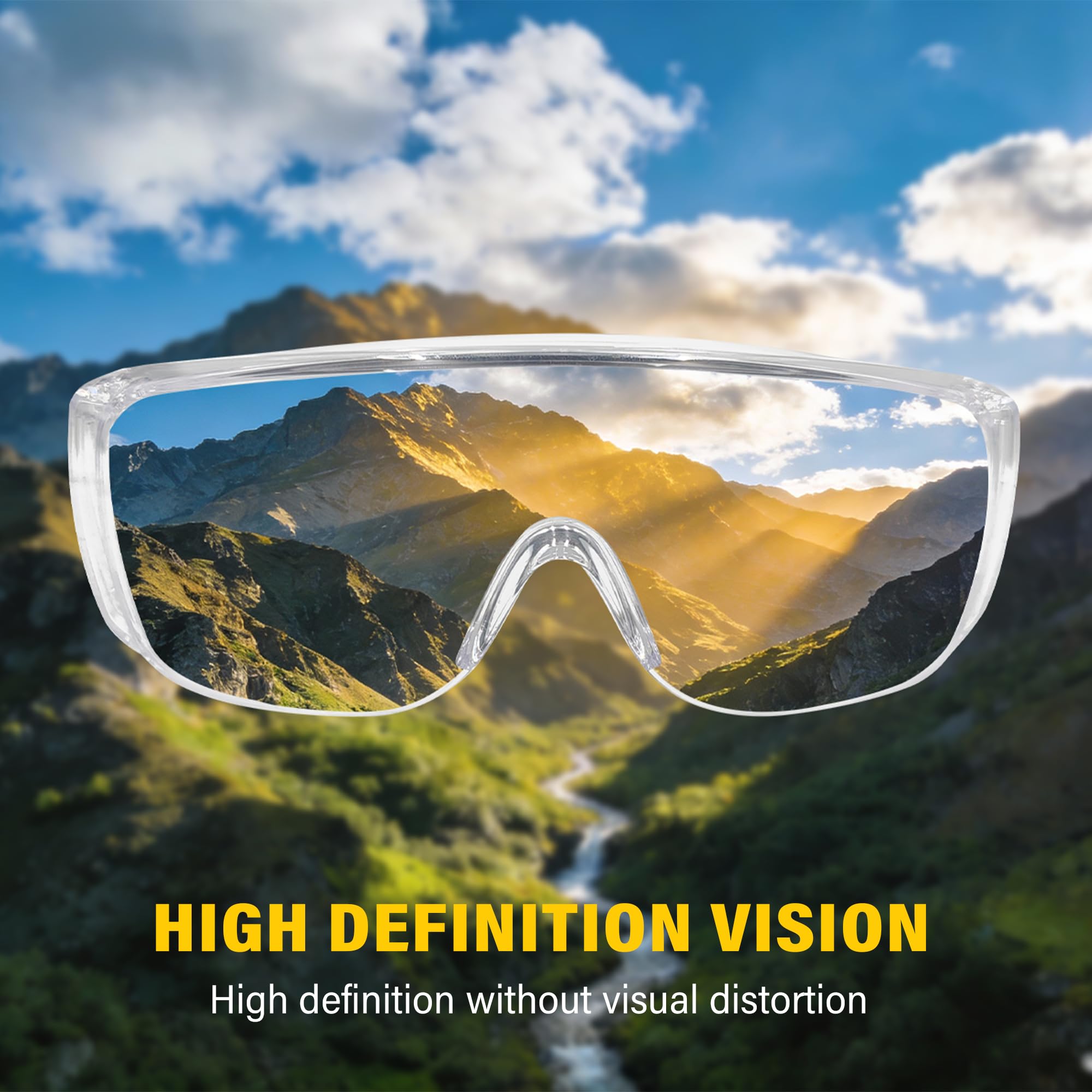 Paquete de 6 lentes de seguridad transparentes sobre lentes, lente de policarbonato resistente a los impactos ANSI Z87.1, gafas de seguridad sobre gafas, gafas protectoras para laboratorio