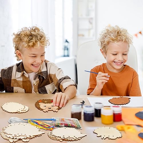 Miniatura 2 de 10 kits de manualidades de erizo de otoño para niños, haz tus propios erizos, campanillas de viento para colorear manualidades temáticas de otoño,