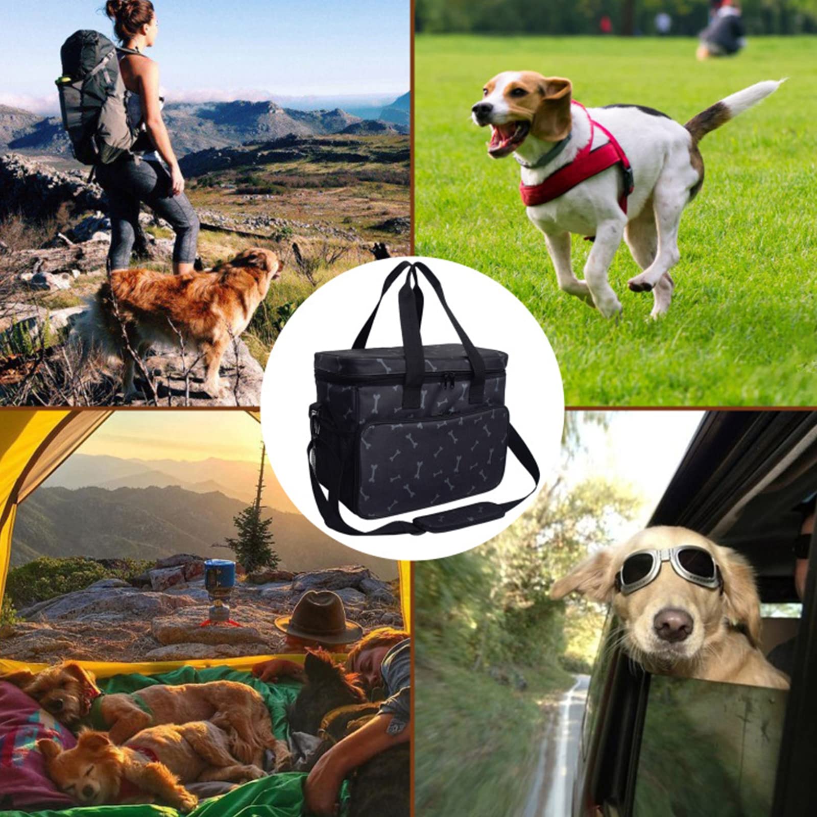 Hunde Reisetasche, Reisetasche Für Hundeausrüstung,Reisetasche Für Hundezubehör,Flugzeuggenehmigte Aufbewahrungstasche Mit 2 Vorratsbehälter Und 2 Faltbare Hundenapf