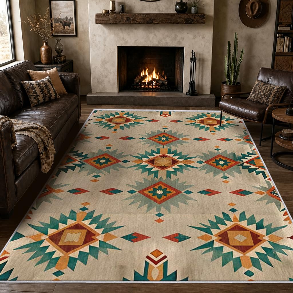 Tapis Azteque Salon Chambre Interieur Carré 200x200 cm