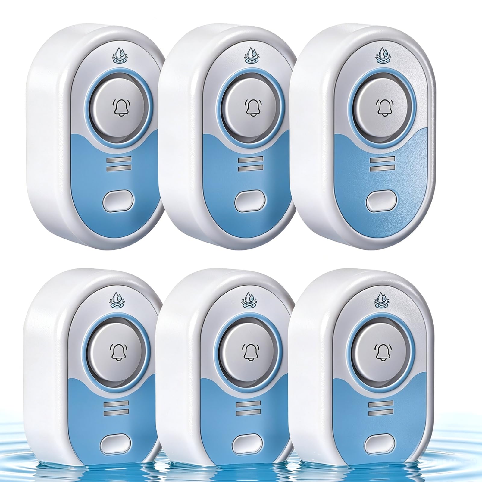 Water Leak Detector with Loud Alarm, 100dB Siren &amp; LED Flash, Water Sensor Alarm for Home, Basement, Sump Pump, Kitchen, Bathroom, Water Heater, Indoor Outdoor 6-Pack