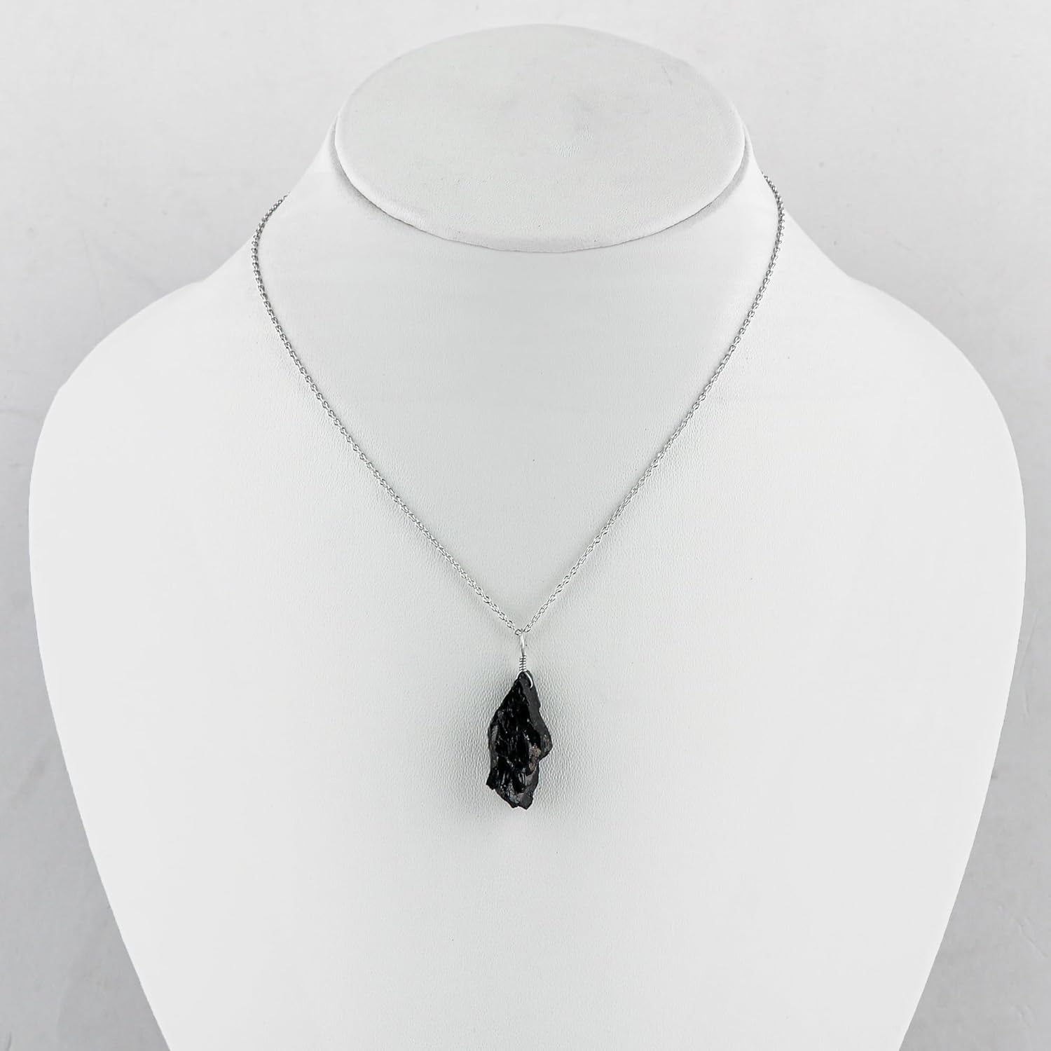 CRYSTALIS Natural Shungite Raw Crystal Pendant Necklace, Dainty Rough Crystal, Chakra Healing Stone, Gift Giving Women Jewelry, 925 Sterling Silver Chain 18 inch - Image 4