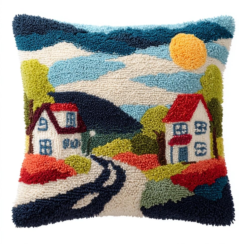 FWRTYCB 3D Pillow Latch Hook Embroidery Kits Car Cushion Art
