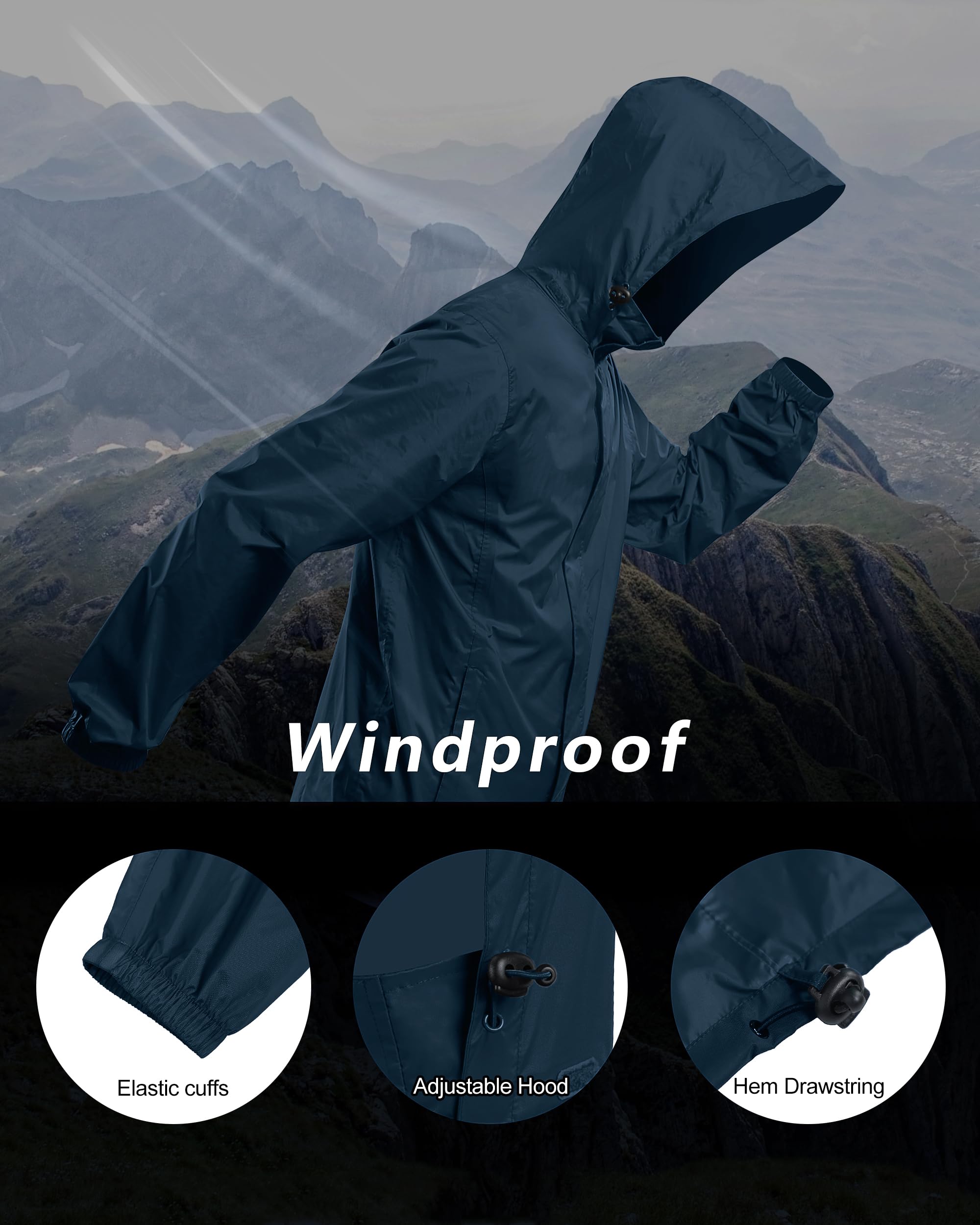 Outdoor Ventures Chubasquero hombres impermeable ultraligero delgado plegable impermeable transpirable bicicleta impermeable deporte