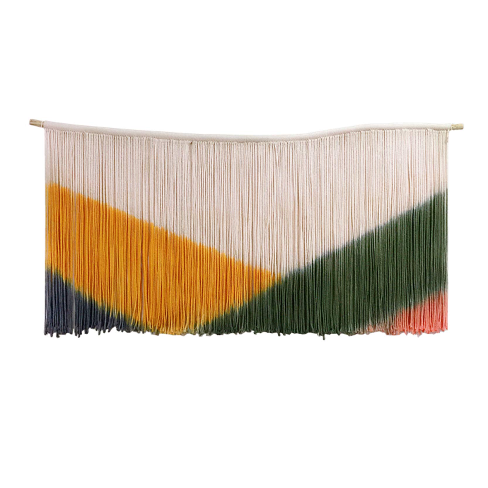 ZNKZJ Handgemachte Makramee Wandbehang Boho Dekor,Große gefärbte Makramee Wandteppich Wanddekoration,Baumwollseil gewebte Färbung Wandteppiche Kunst Wandbehänge Wohnaccessoires,Yellow_Dark Green-M