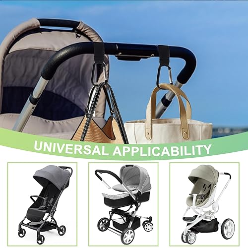 Miniatura 6 de Aguwontior - Ganchos para bolsas de cochecito, paquete de 2 clips antideslizantes y ganchos, clip ajustable para mosquetón de cochecito, accesorios