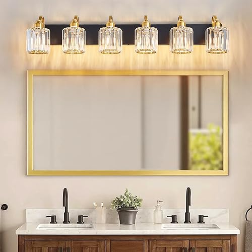 Miniatura 9 de 3 luces de tocador de baño de cristal cepillado dorado
