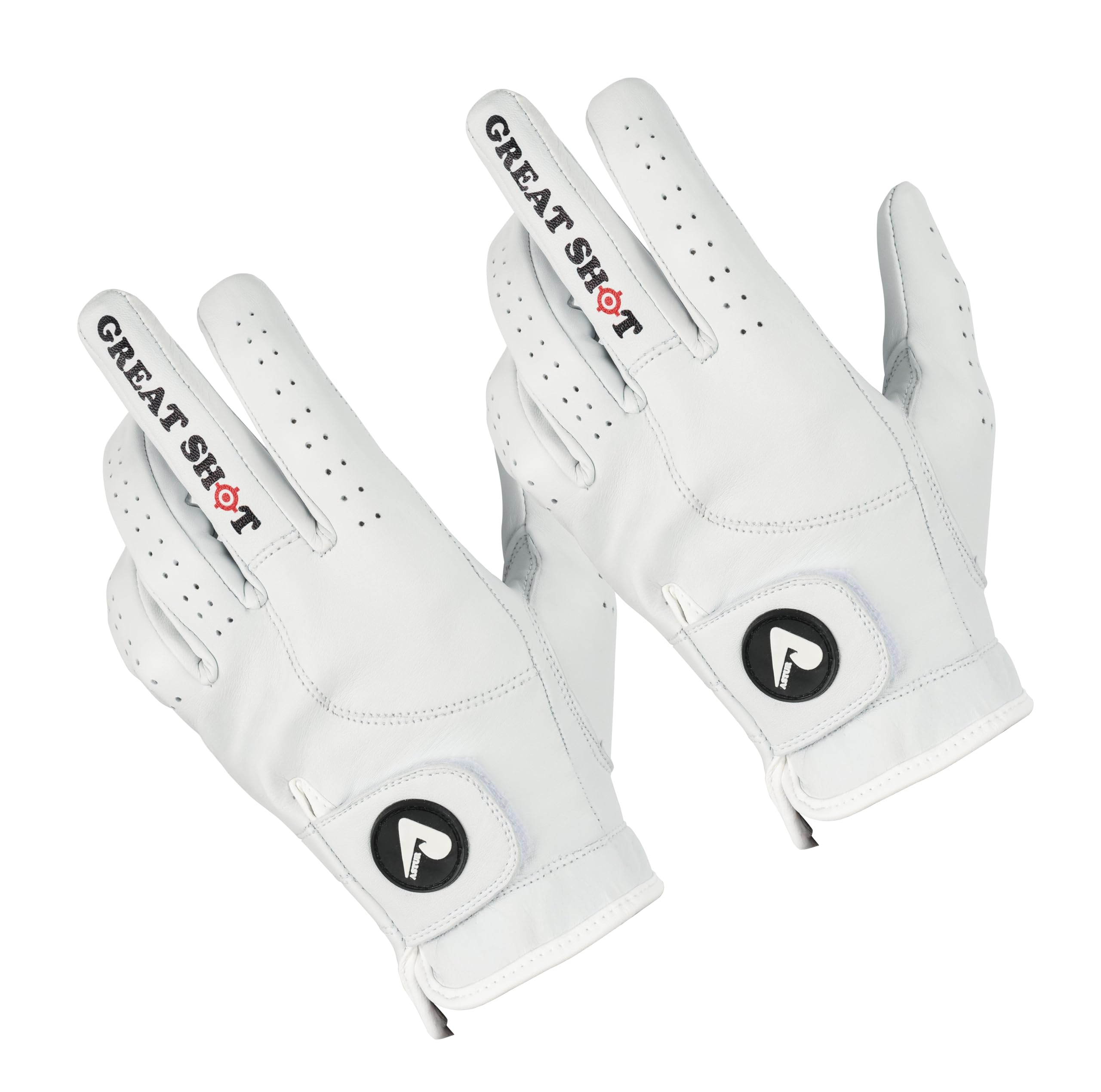 ASTUR Golf Gloves 2 Pack Cabretta Leather Golf Glove Men Left Hand, (Great Shot, S)