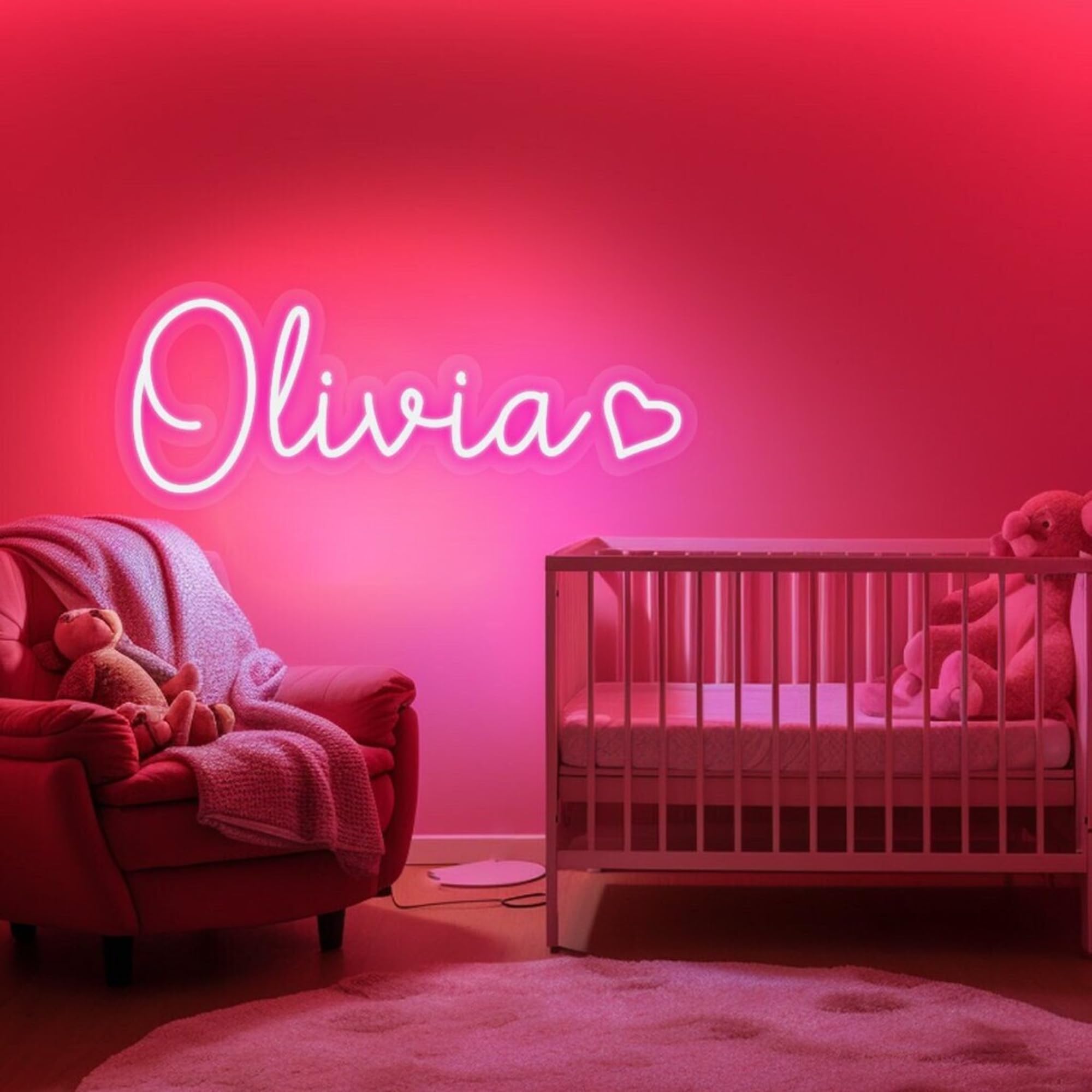 Aslanka Insegna al neon a LED personalizzata, Insegna Luminosa da Parete Personalizzabili per la Decorazione Della Parete Della Camera da Letto(1-3 riga di testo, 40-140cm)